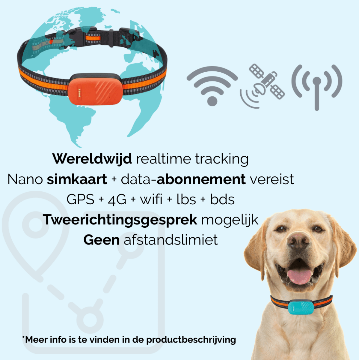 Hond en Kat 4G GPS Tracker – Realtime Locatiebepaling Waterdicht Groen of Oranje - Hebbr