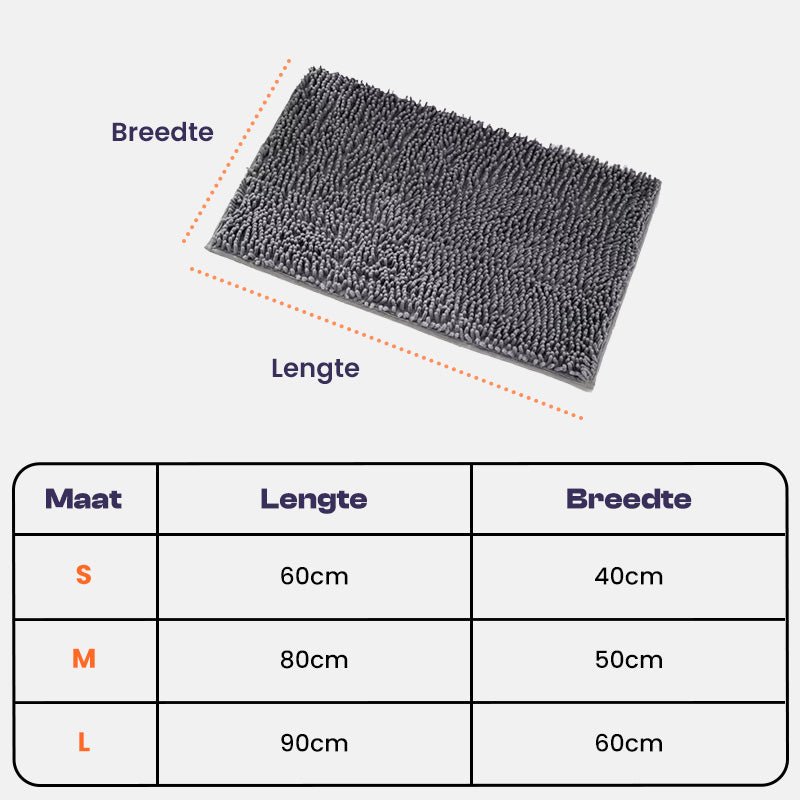 Hond Pootmat 60×90 cm Microvezel – Ultra Absorberend Antislip Grijs - Hebbr