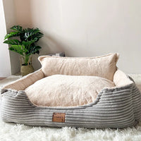 Hond Slaapbank 60×50 cm Corduroy – Warme Pluizige Kennel voor Honden en Katten - Hebbr