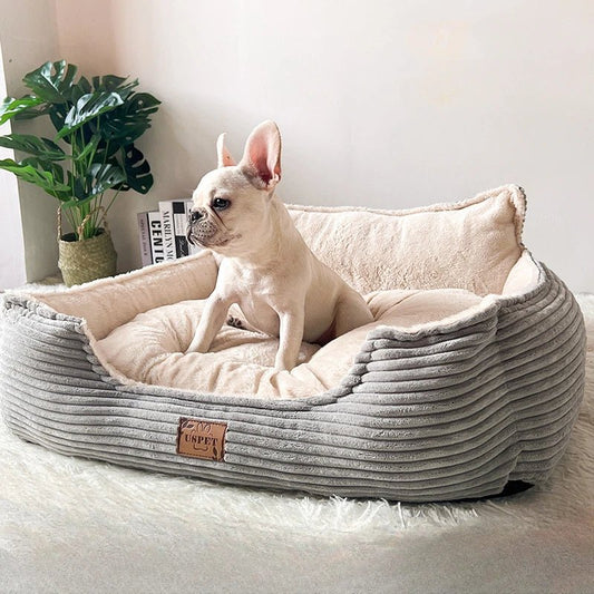 Hond Slaapbank 60×50 cm Corduroy – Warme Pluizige Kennel voor Honden en Katten - Hebbr