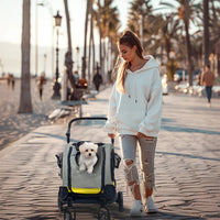 Honden Kinderwagen 41,5×44,8×62,6 cm – Draagbaar voor Kleine Honden Lichtgeel - Hebbr