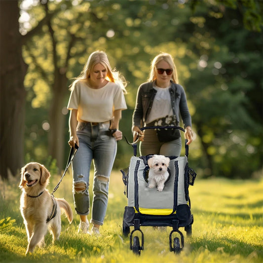 Honden Kinderwagen 41,5×44,8×62,6 cm – Draagbaar voor Kleine Honden Lichtgeel - Hebbr