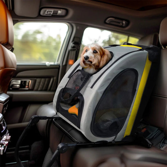 Honden Kinderwagen 41,5×44,8×62,6 cm – Draagbaar voor Kleine Honden Lichtgeel - Hebbr