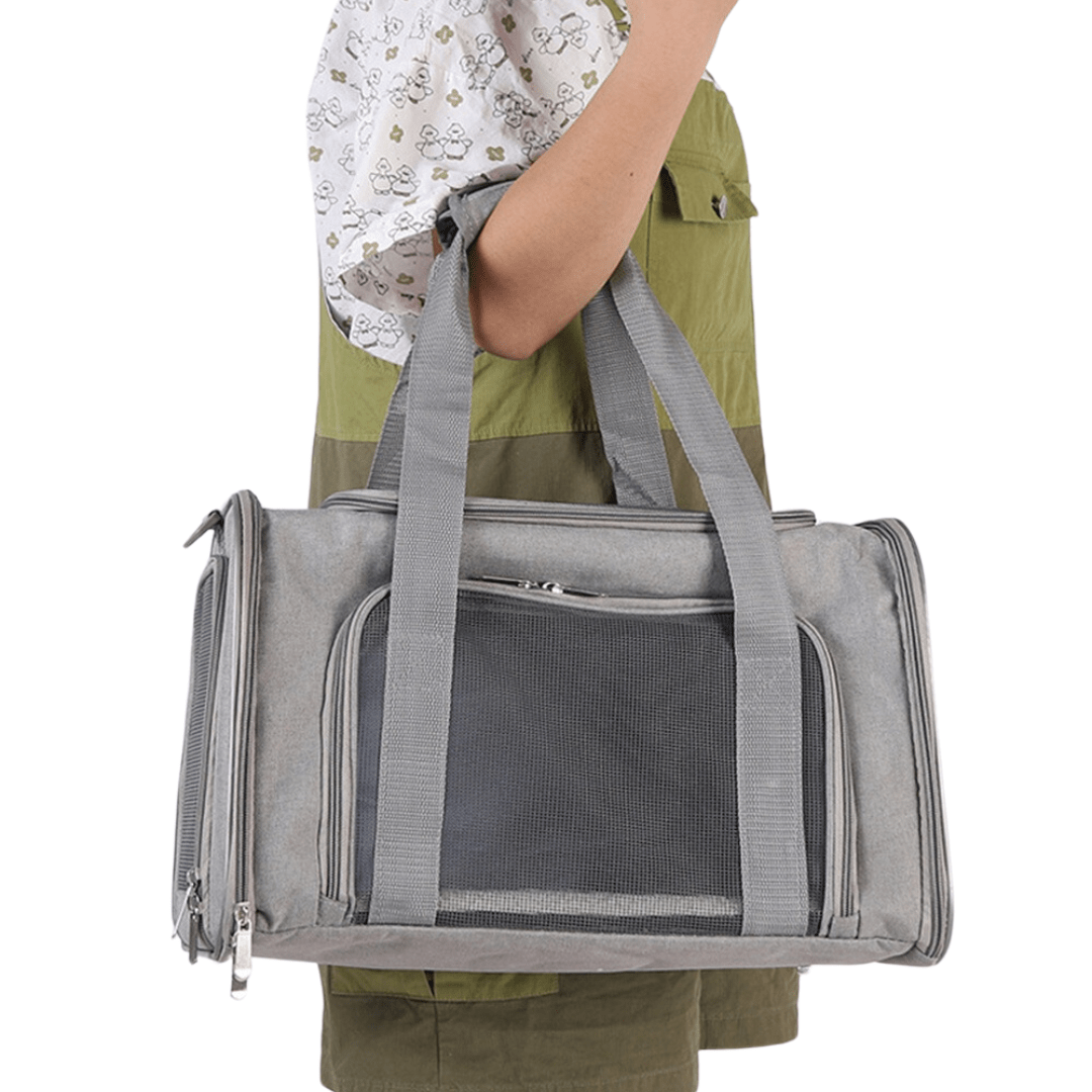 Honden reistas 30×30×40 cm Ademend – Vliegtuig Goedgekeurd Grijs - Hebbr