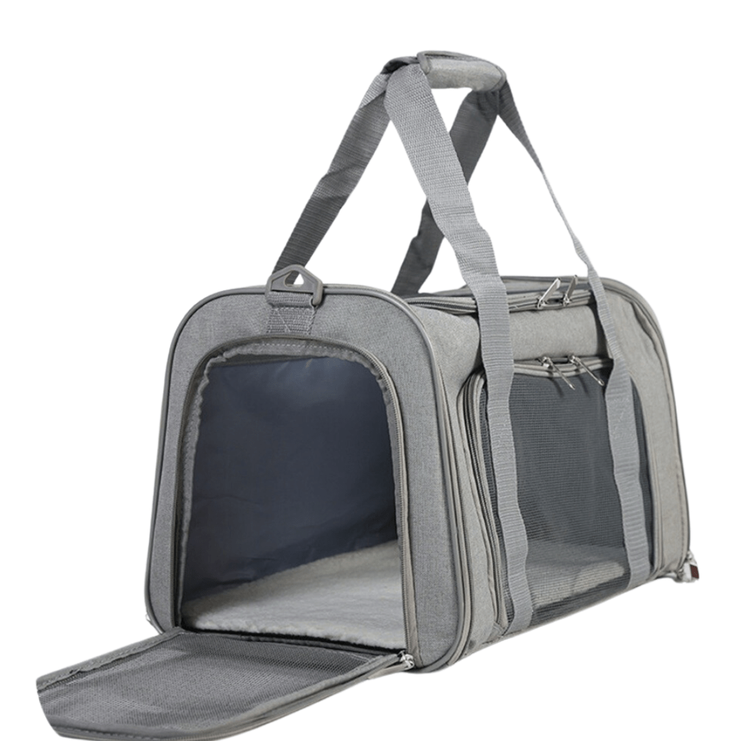 Honden reistas 30×30×40 cm Ademend – Vliegtuig Goedgekeurd Grijs - Hebbr