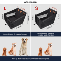 Hondenautostoel met stevige bodem en comfortabele bekleding - Donkergrijs, 55x50x30 cm - Hebbr