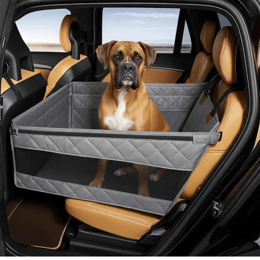 Hondenautostoel met stevige bodem en comfortabele bekleding - Donkergrijs - Zwart - Hebbr