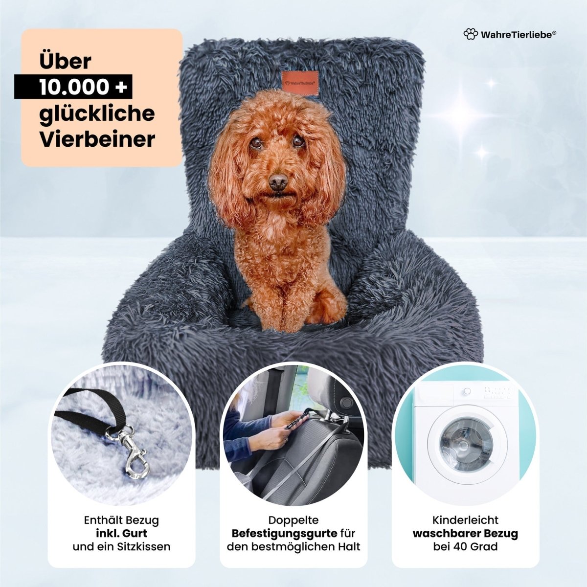 Hondenautostoel voor Auto – Veilig, Comfortabel en Verstelbare Gordels - Hebbr