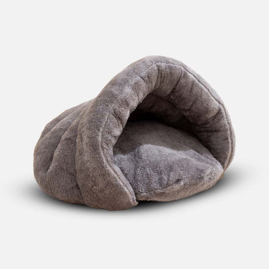 Hondenbedje 60×50×40 cm Imitatiebont – Kalmerend Grotontwerp Koffie - Hebbr