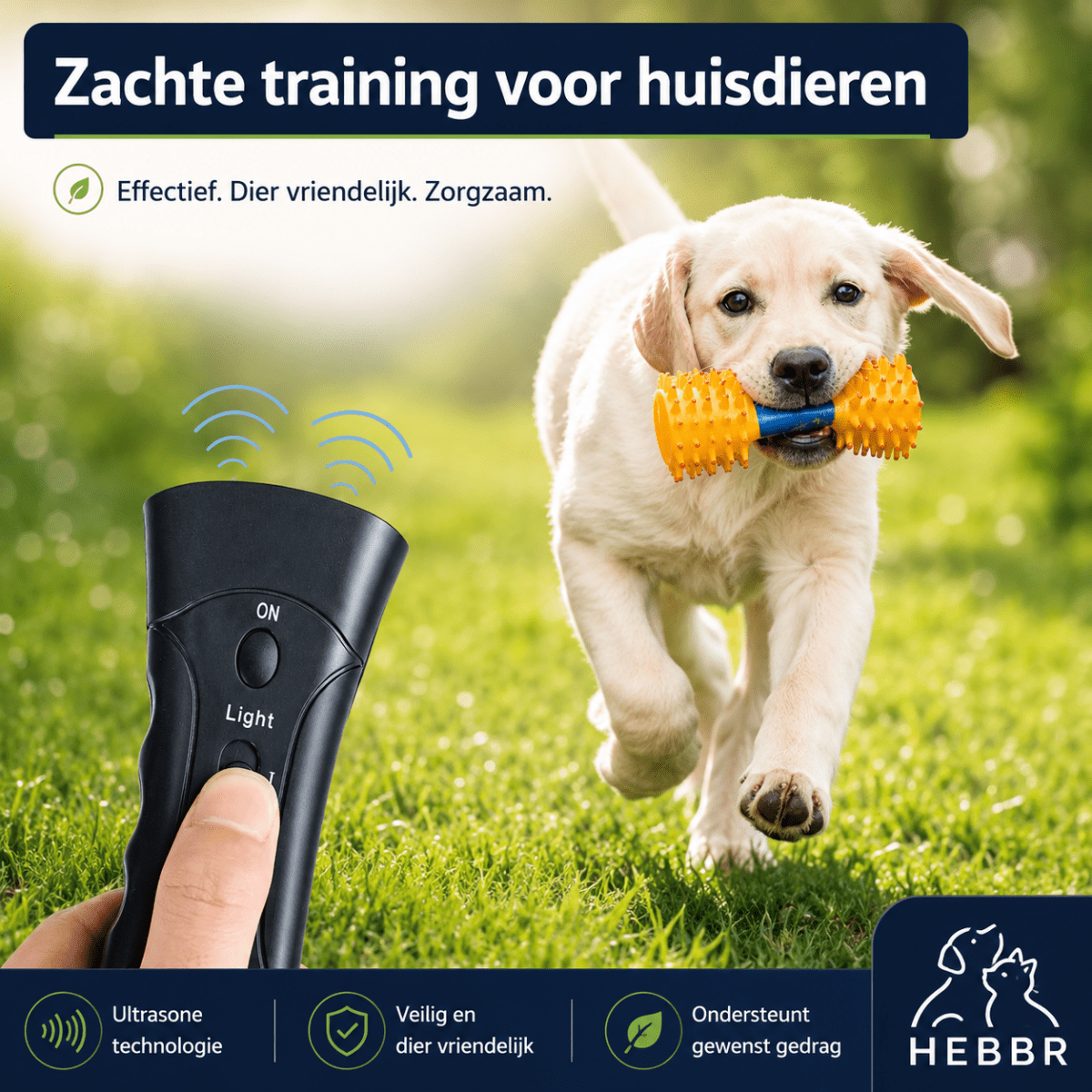 Hondenblaftrainer | Ultrasoon, Draagbaar met LED-Licht - Hebbr