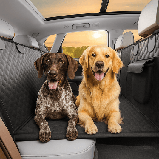 Hondendeken voor in de auto met harde bodemverlenger - zwart - machine wasbaar - geschikt achterbank en kofferbak - Hebbr