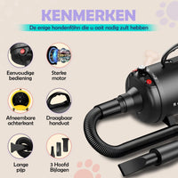 Hondenfohn 3800W – Krachtige en Stille Waterblazer voor Vachtverzorging - Hebbr