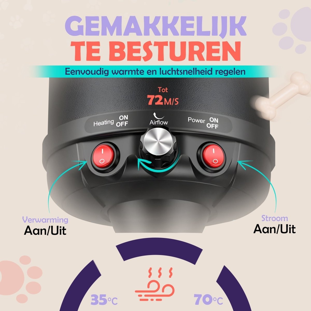 Hondenfohn 3800W – Krachtige en Stille Waterblazer voor Vachtverzorging - Hebbr