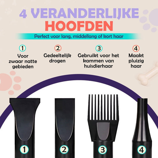 Hondenfohn 3800W – Krachtige en Stille Waterblazer voor Vachtverzorging - Hebbr