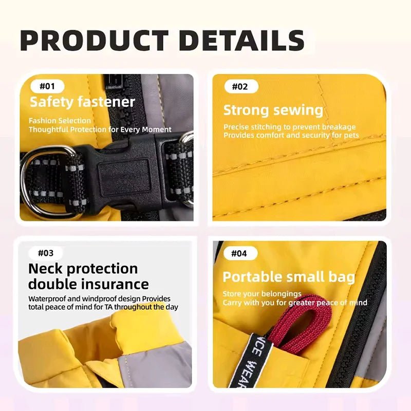 Hondenjas voor Grote Hond – Waterdicht, Winddicht Katoen met Reflecterende Streep - Hebbr