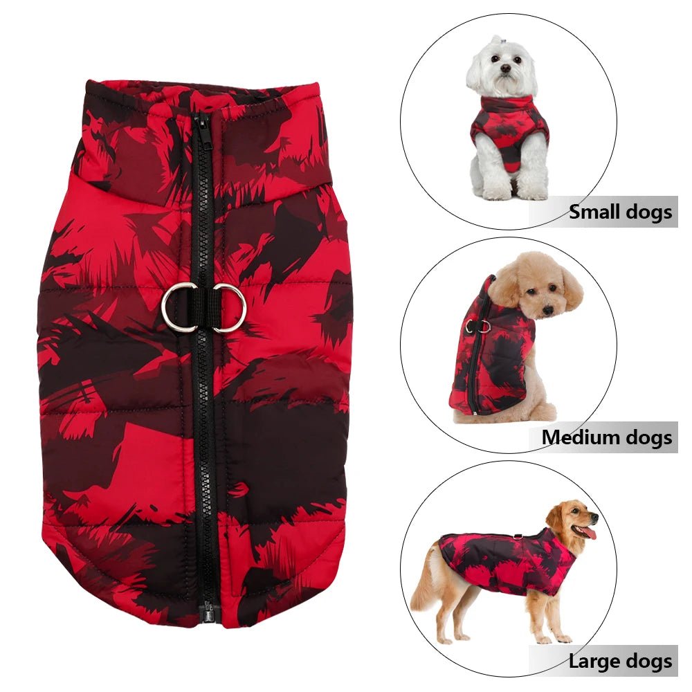 Hondenjas Winter voor Kleine en Middelgrote Honden – Waterdicht Polyester Zwart/Rood/Roze - Hebbr