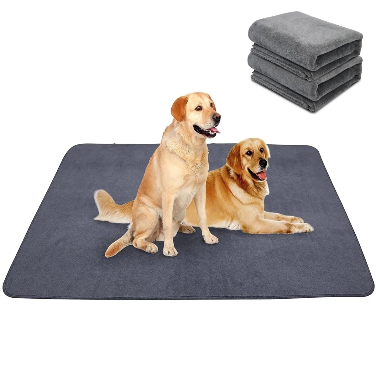 Hondenmat 90×90 cm Waterdicht – Superabsorberend Antislip Grijs - Hebbr