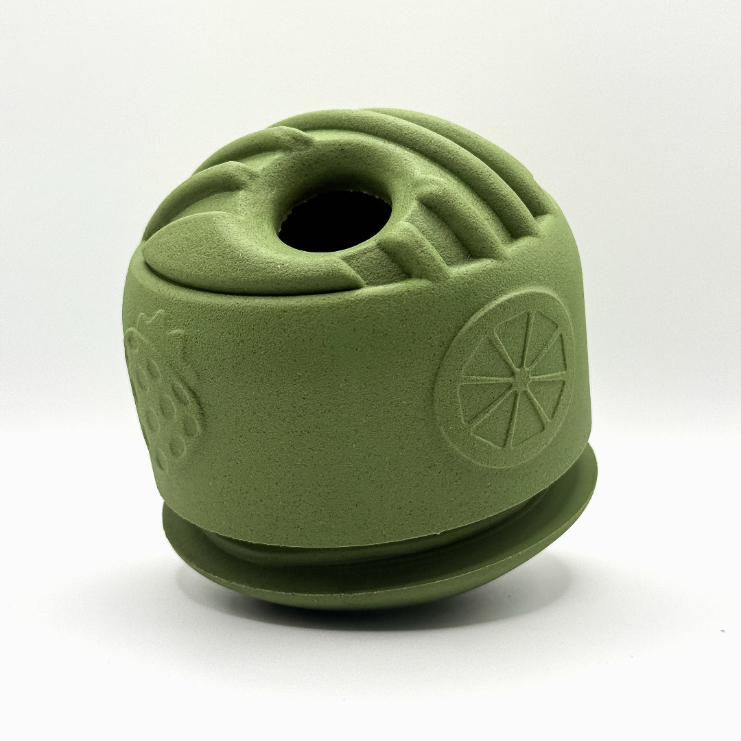 Hondenspeelgoed Snuffel & Snack Bal 9,7×9,8 cm – Natuurlijk Rubber Olijfgroen - Hebbr