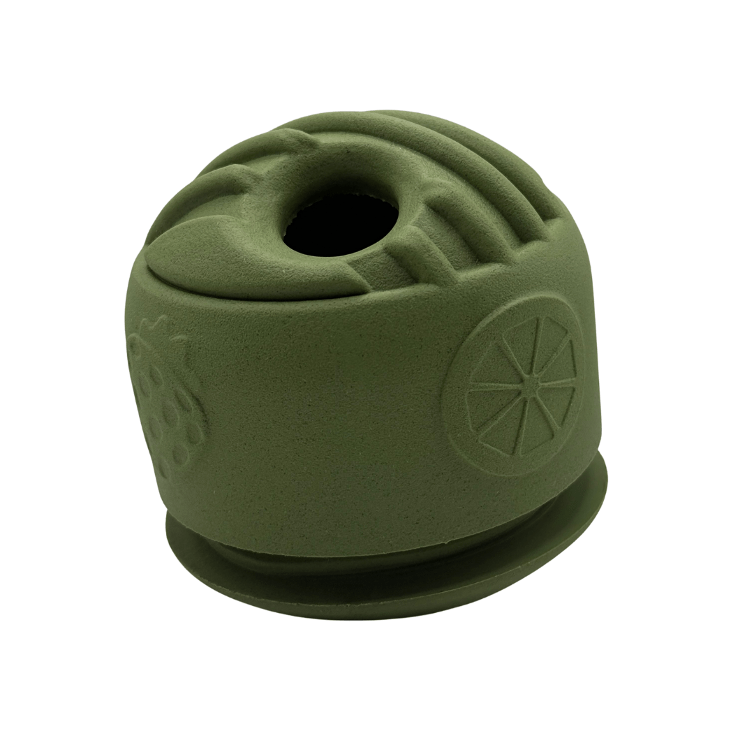 Hondenspeelgoed Snuffel & Snack Bal 9,7×9,8 cm – Natuurlijk Rubber Olijfgroen - Hebbr