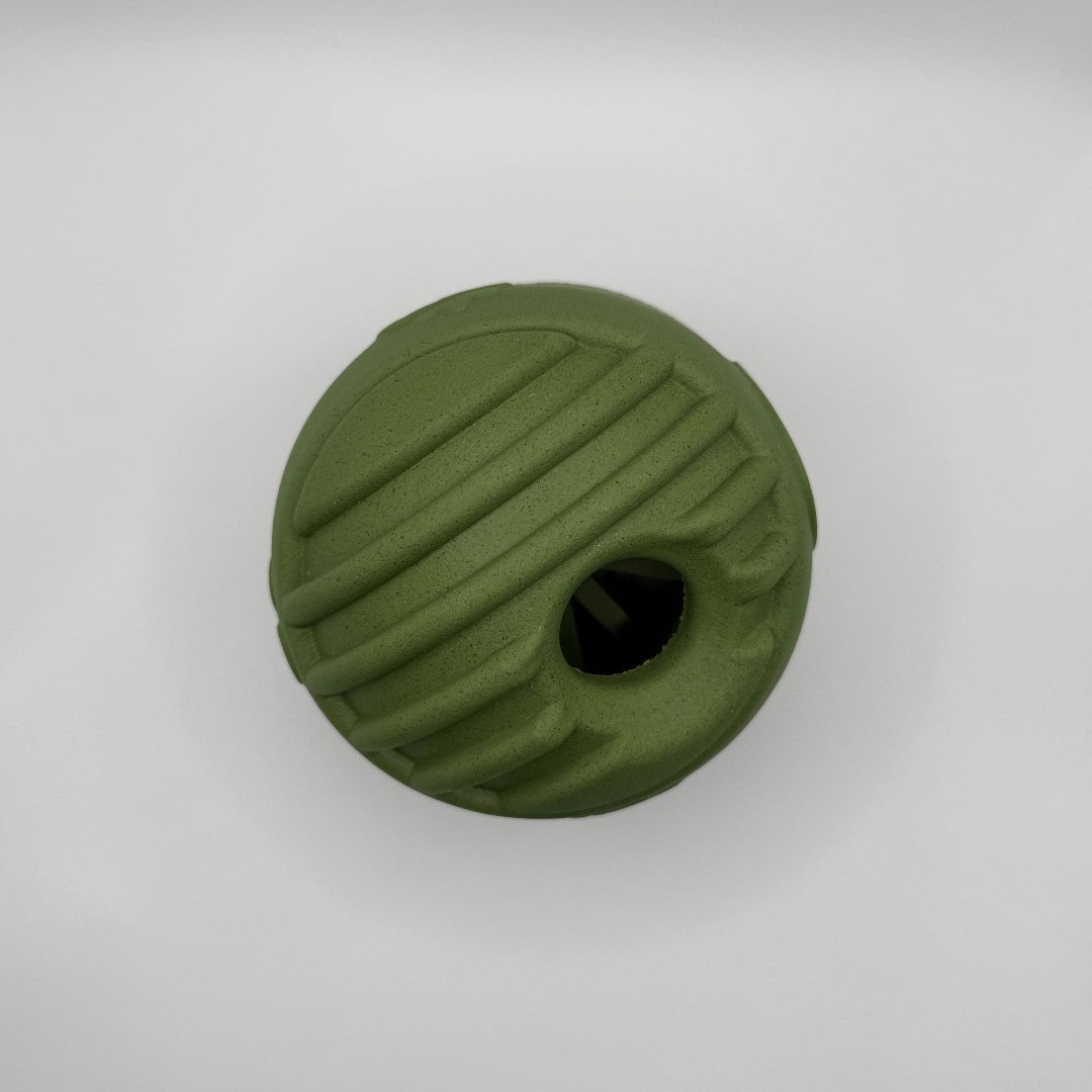 Hondenspeelgoed Snuffel & Snack Bal 9,7×9,8 cm – Natuurlijk Rubber Olijfgroen - Hebbr