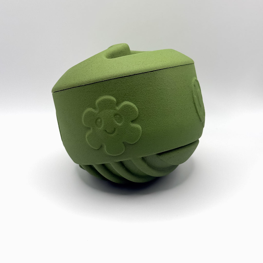 Hondenspeelgoed Snuffel & Snack Bal 9,7×9,8 cm – Natuurlijk Rubber Olijfgroen - Hebbr