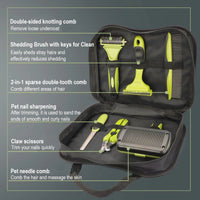 Hondenverzorgingsset 6 - delig – Professionele Borstels en Nagelknipper Groen/Zwart - Hebbr