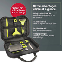 Hondenverzorgingsset 6 - delig – Professionele Borstels en Nagelknipper Groen/Zwart - Hebbr