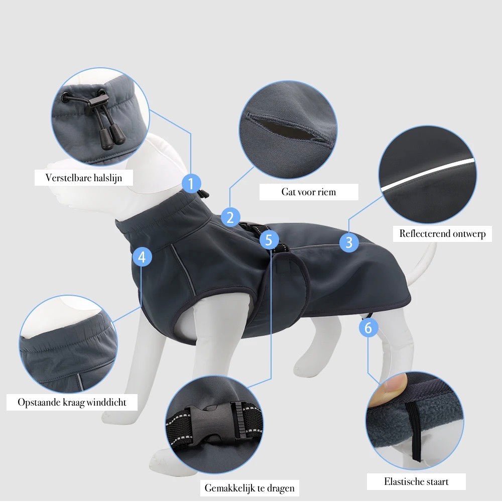 Hondenvest M Waterdicht Polyester – Warm en Reflecterend Oranje - Hebbr