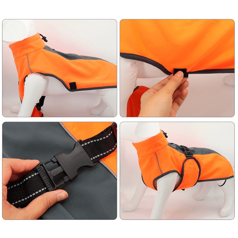Hondenvest M Waterdicht Polyester – Warm en Reflecterend Oranje - Hebbr