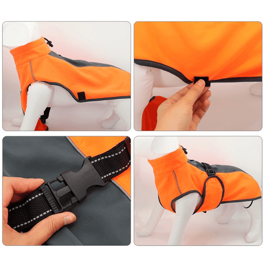 Hondenvest M Waterdicht Polyester – Warm en Reflecterend Oranje - Hebbr