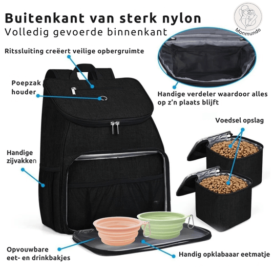 Hondereistas voor Zorgeloos Reizen met je Hond – Waterdicht, Ruime Opbergruimte & Eetmatje - Hebbr