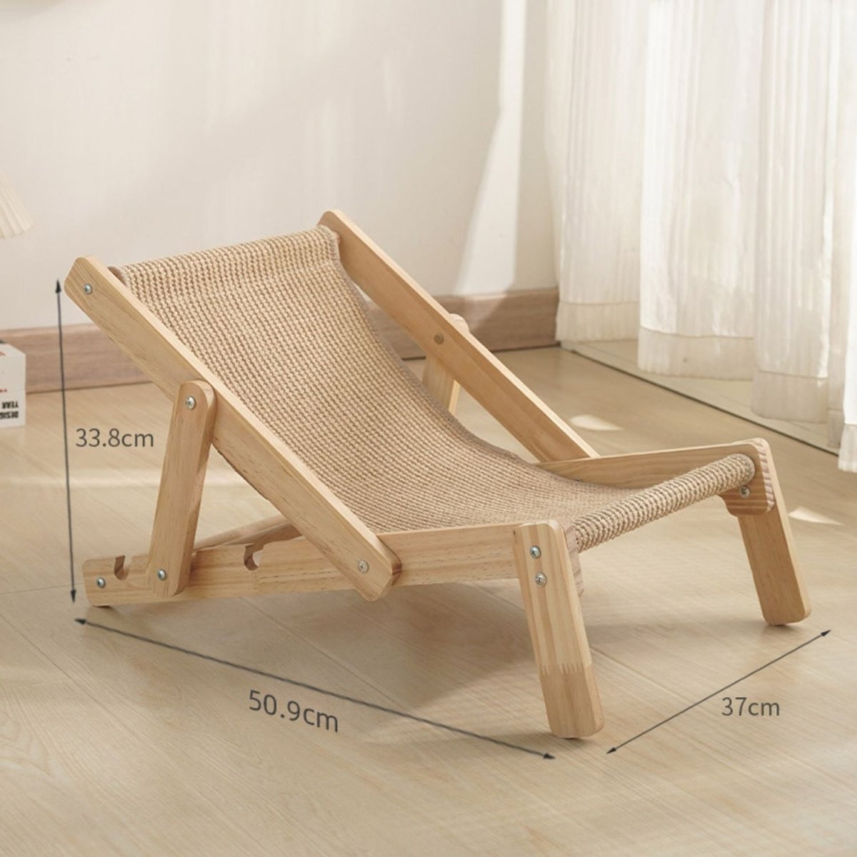 Houten Lounge Stoel voor Katten - Verstelbaar & Comfortabel voor Alle Seizoenen - Hebbr