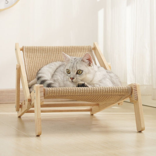 Houten Lounge Stoel voor Katten - Verstelbaar & Comfortabel voor Alle Seizoenen - Hebbr