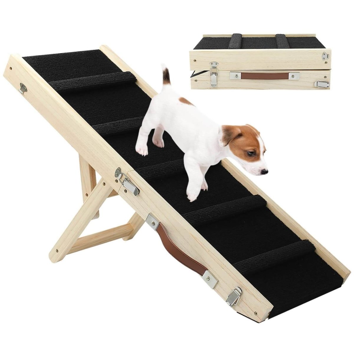 Huisdierenhelling Verstelbaar 76×30 cm Hout – Veilig en Comfortabel - Hebbr