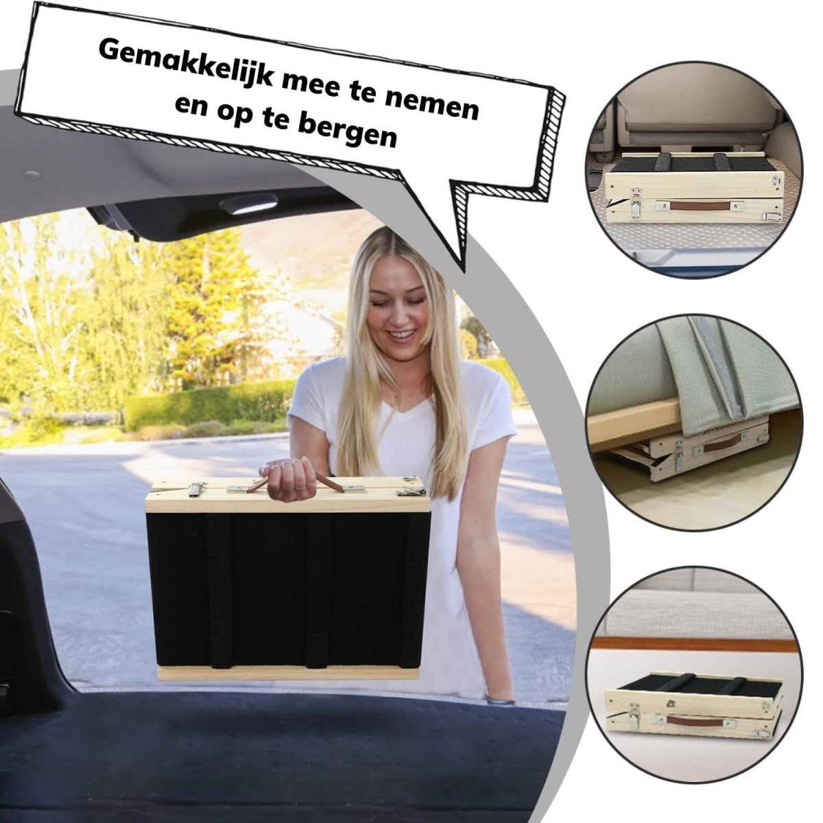 Huisdierenhelling Verstelbaar 76×30 cm Hout – Veilig en Comfortabel - Hebbr