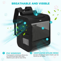 Huisdierrugzak XL 34×40×27 cm – Ademend en Opvouwbaar voor Katten en Honden tot 10 kg - Hebbr