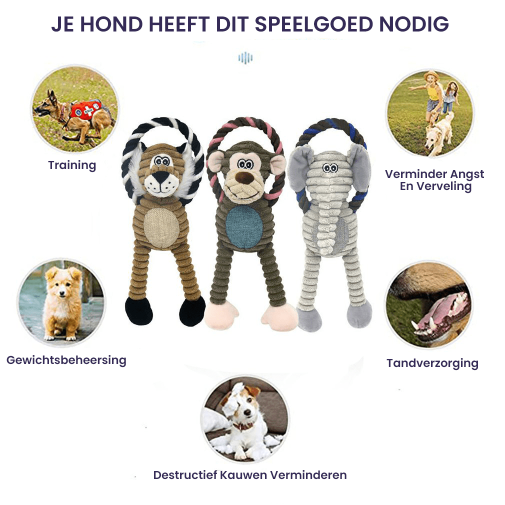 Interactief Hondenspeelgoed 31 cm Fleece – Duurzaam en Gezond Speeltje voor Honden - Hebbr