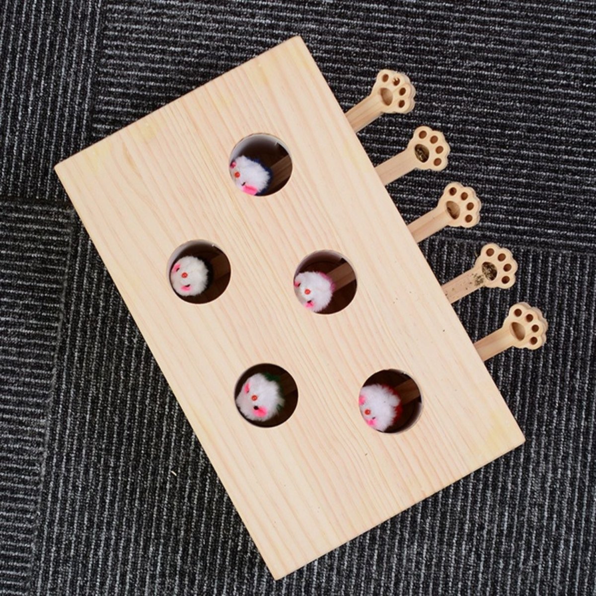 Interactief Katten Speelgoed - Whack - a - Mole van Hout voor Speelse Katten - Hebbr