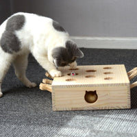 Interactief Katten Speelgoed - Whack - a - Mole van Hout voor Speelse Katten - Hebbr