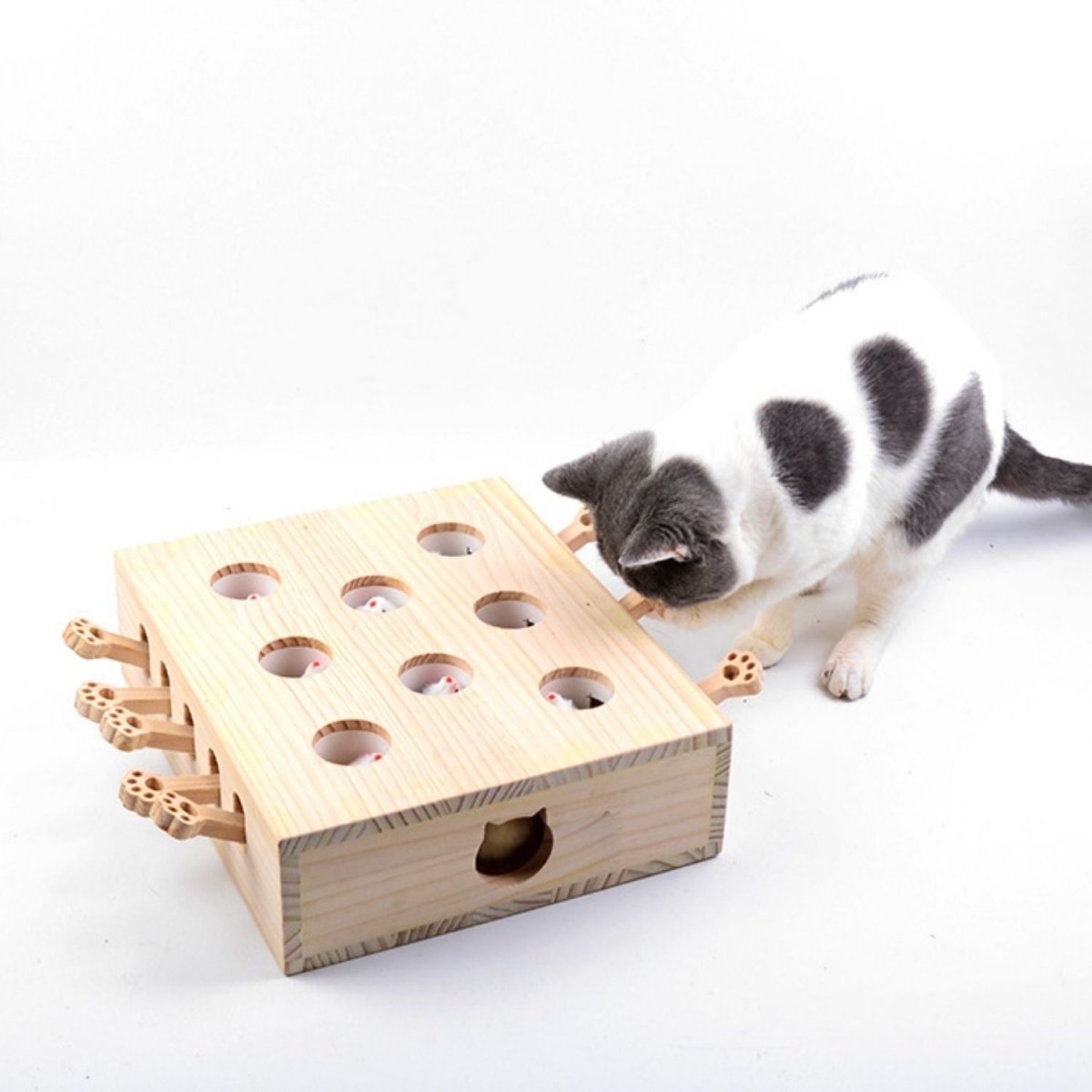 Interactief Katten Speelgoed - Whack - a - Mole van Hout voor Speelse Katten - Hebbr