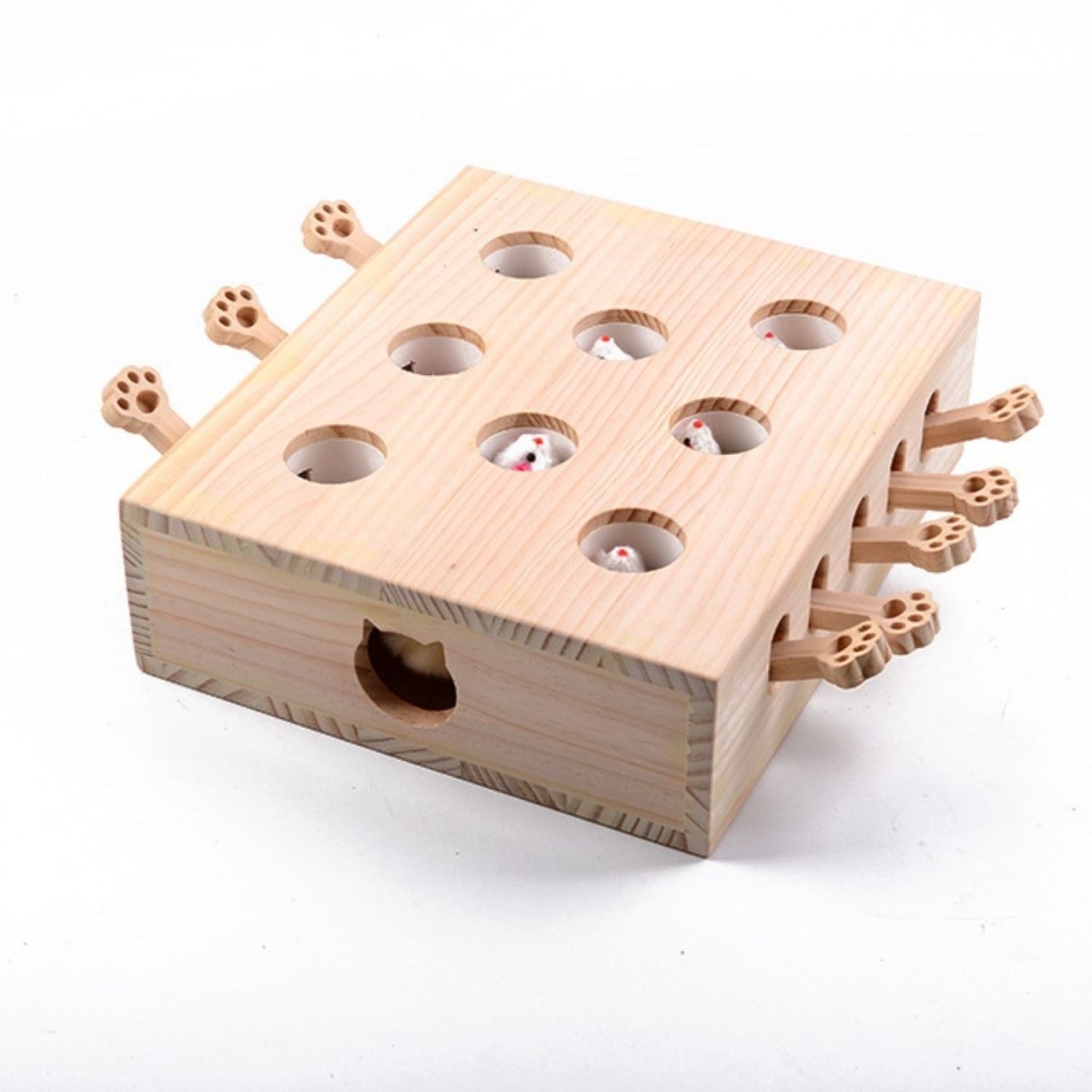 Interactief Katten Speelgoed - Whack - a - Mole van Hout voor Speelse Katten - Hebbr