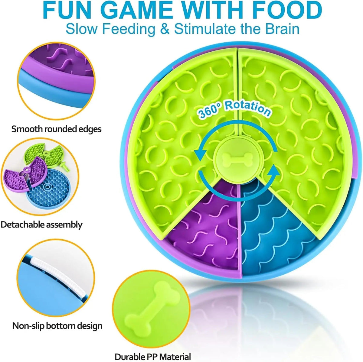 Interactieve Honden Puzzel Voerbak met 3 Lagen - Antistress Slow Feeder voor Honden, Antislip, 26 cm - Hebbr