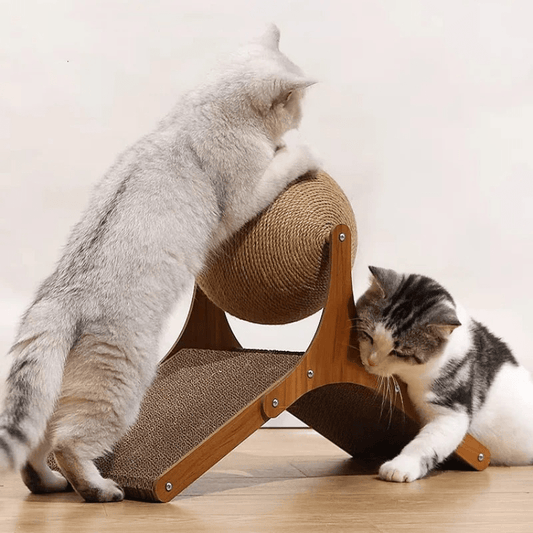 Interactieve Kattenkrabpaal met Kletterball en Rutschfeste Basis - Compact en Ruimtebesparend - Hebbr