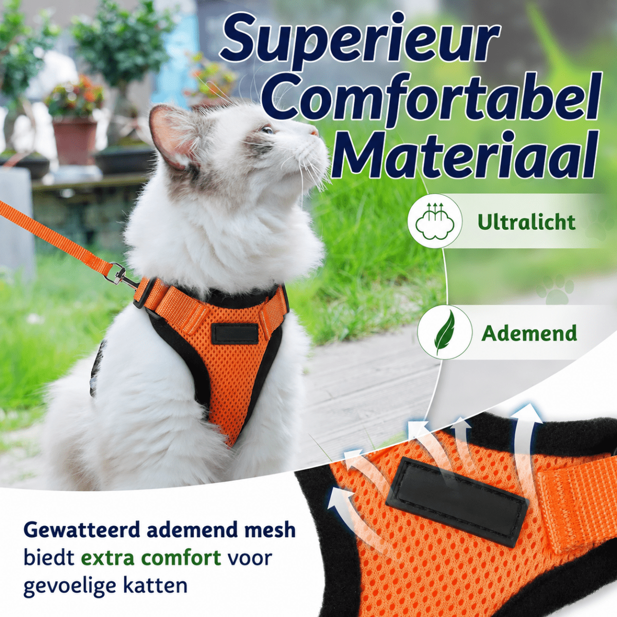 Katten Harnas | Ademend, Verstelbaar, Ontsnappingsbestendig - Hebbr