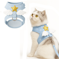 Katten Tuigje Voor Veilig Wandelen - Verstelbaar Lichtgewicht Tuigje in Roze en Luchtblauw - Hebbr