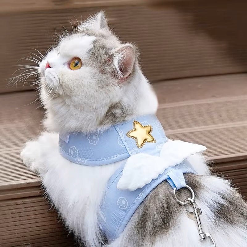 Katten Tuigje Voor Veilig Wandelen - Verstelbaar Lichtgewicht Tuigje in Roze en Luchtblauw - Hebbr