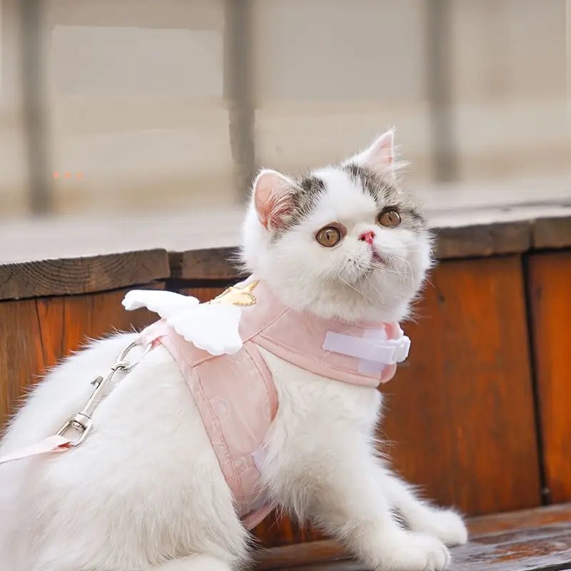 Katten Tuigje Voor Veilig Wandelen - Verstelbaar Lichtgewicht Tuigje in Roze en Luchtblauw - Hebbr