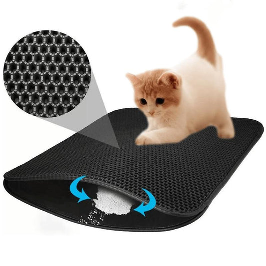 Kattenbakmat Waterdicht met Antislip – Grote Kattenbak Mat voor Schone Vloer - Hebbr