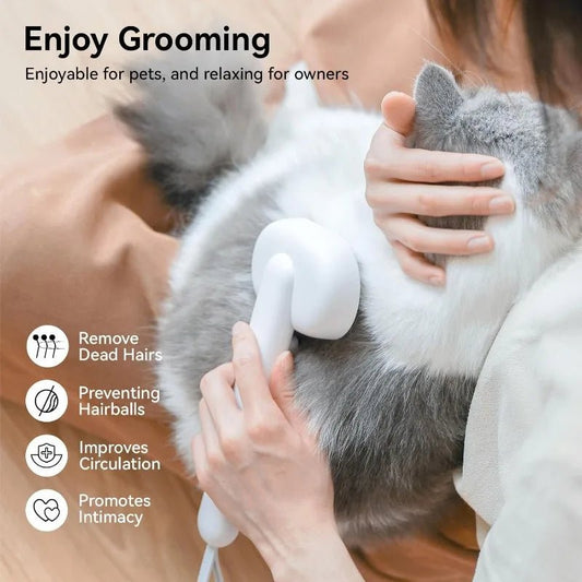Kattenborstel voor Lange en Korte Haren - Ergonomisch Ontwerp voor Gezonde Vacht en Massagefunctie - Hebbr