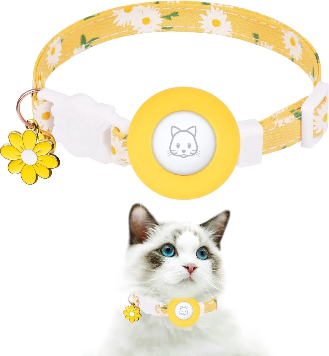 Kattenhalsband met AirTag houder en GPS - tracking - Verstelbaar en ademend ontwerp - Hebbr